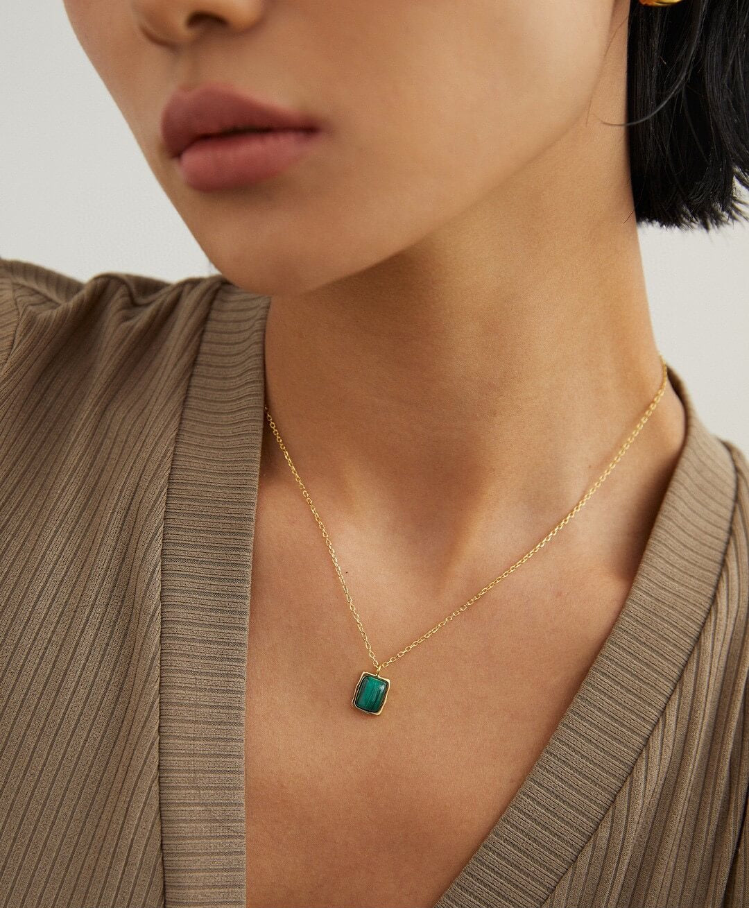 Malachite Classic Earrings Necklace Set E0522 D0175