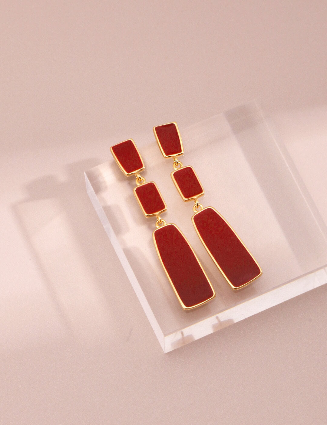 Red Oil-drop Glaze Earrings E0695