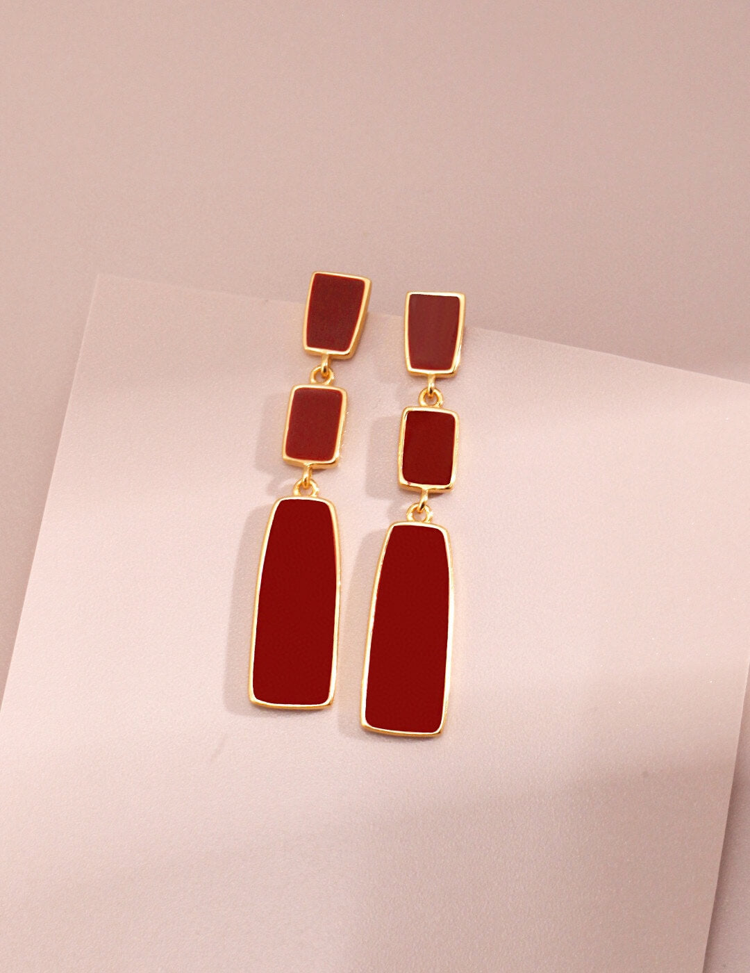 Red Oil-drop Glaze Earrings E0695