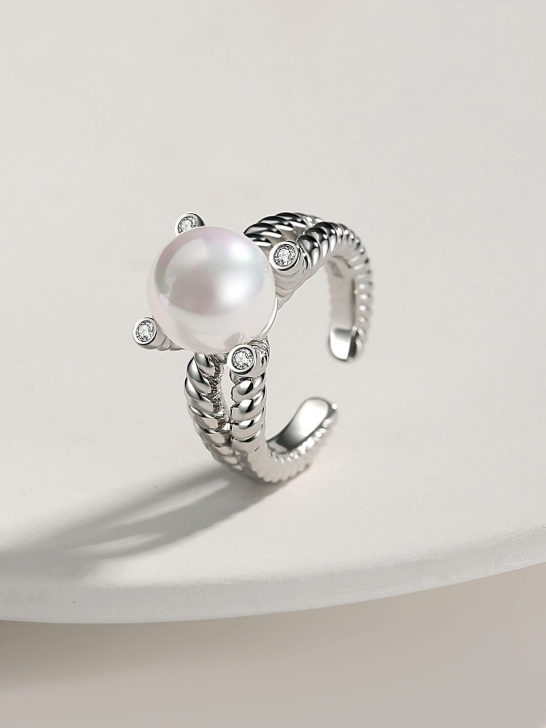 Shell Pearl Adjustable Open Ring J0056