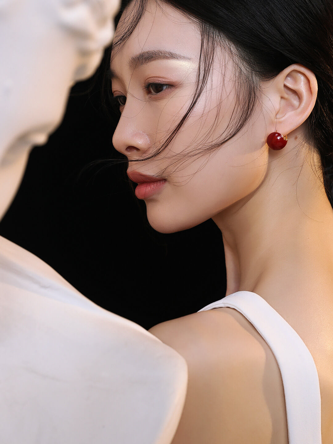 Red Oil-drop Glaze Earrings E0594
