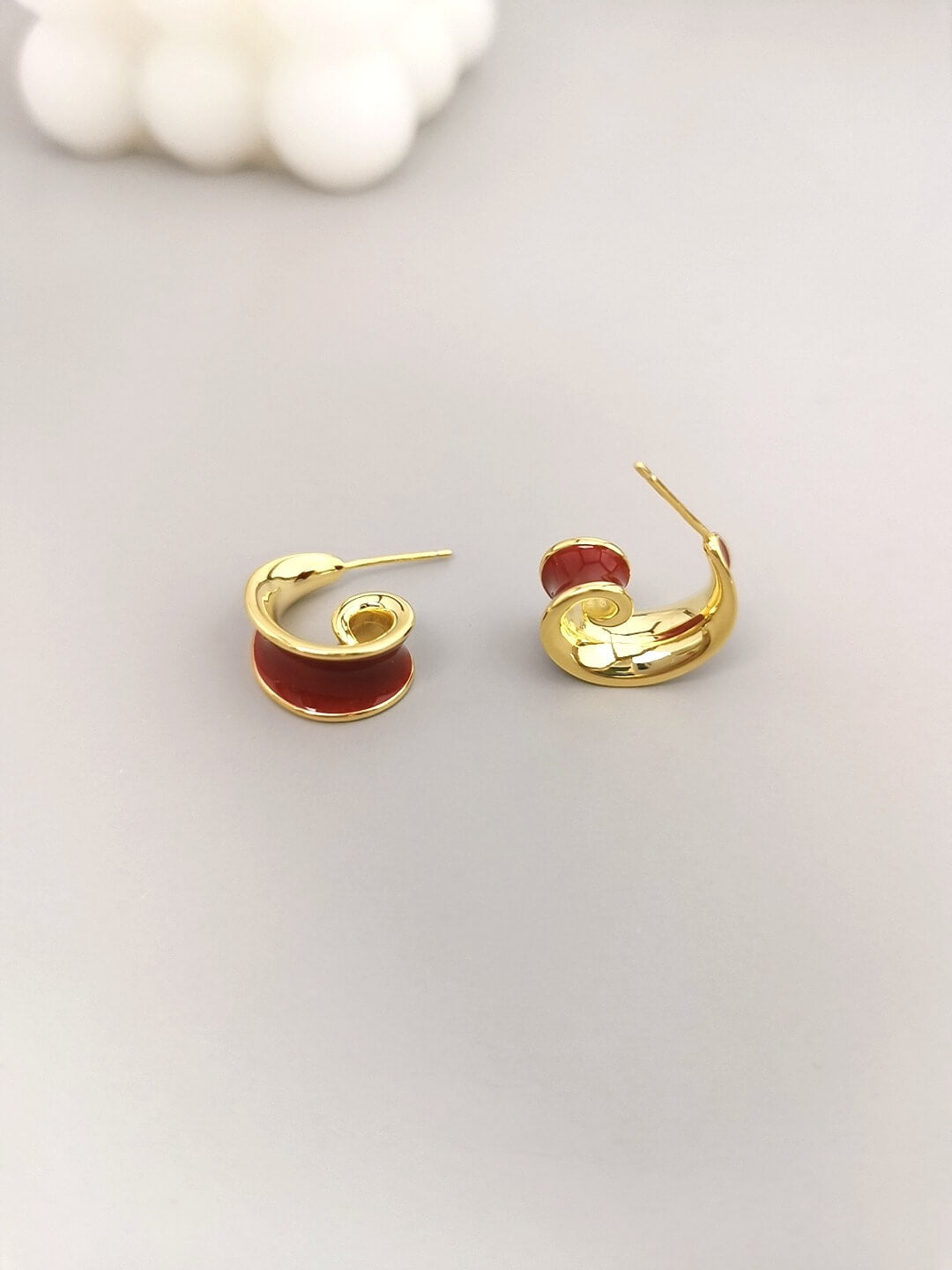 Red Oil-drop Glaze Earrings E0369