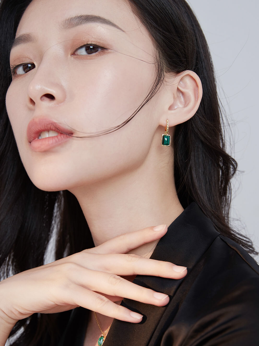 Malachite Classic Earrings Necklace Set E0522 D0175