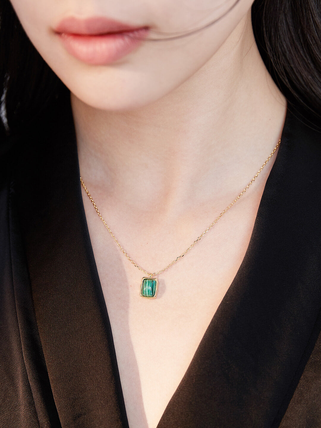 Malachite Classic Earrings Necklace Set E0522 D0175