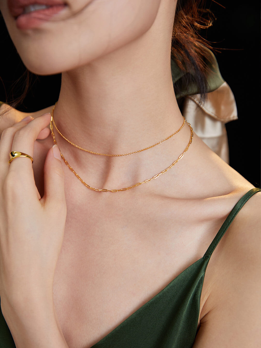 Layered Curb Link Chain Necklace D0205