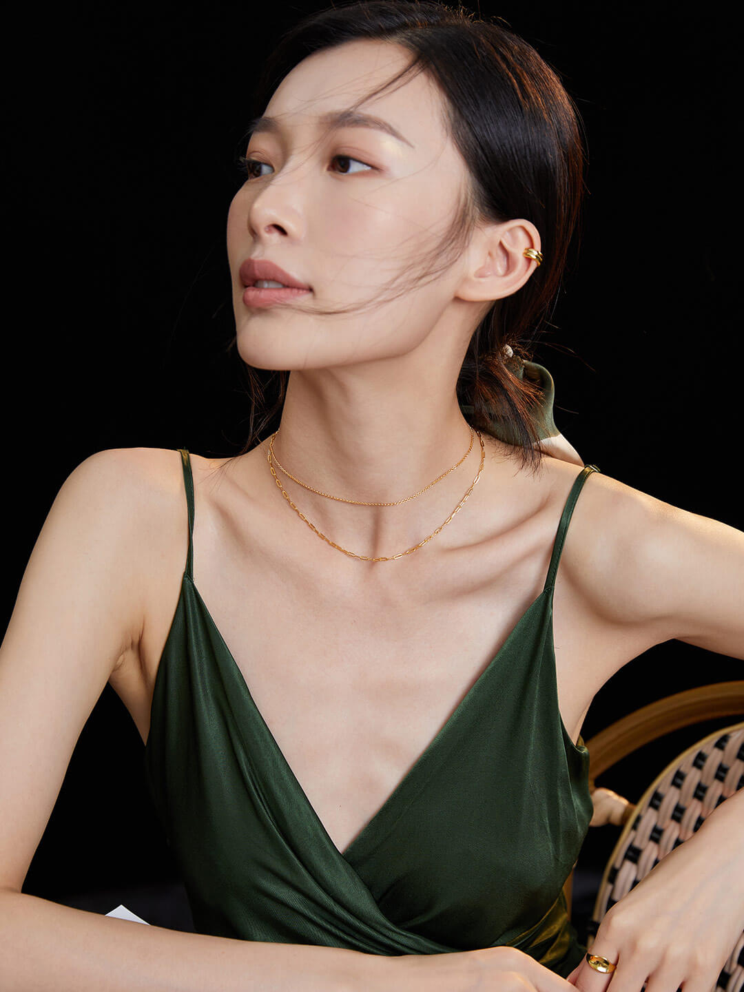 Layered Curb Link Chain Necklace D0205