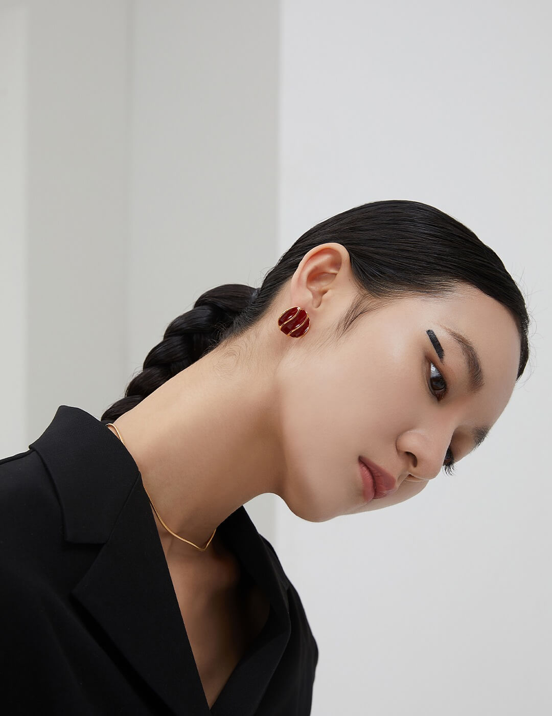Red Oil-drop Glaze Earrings E0804