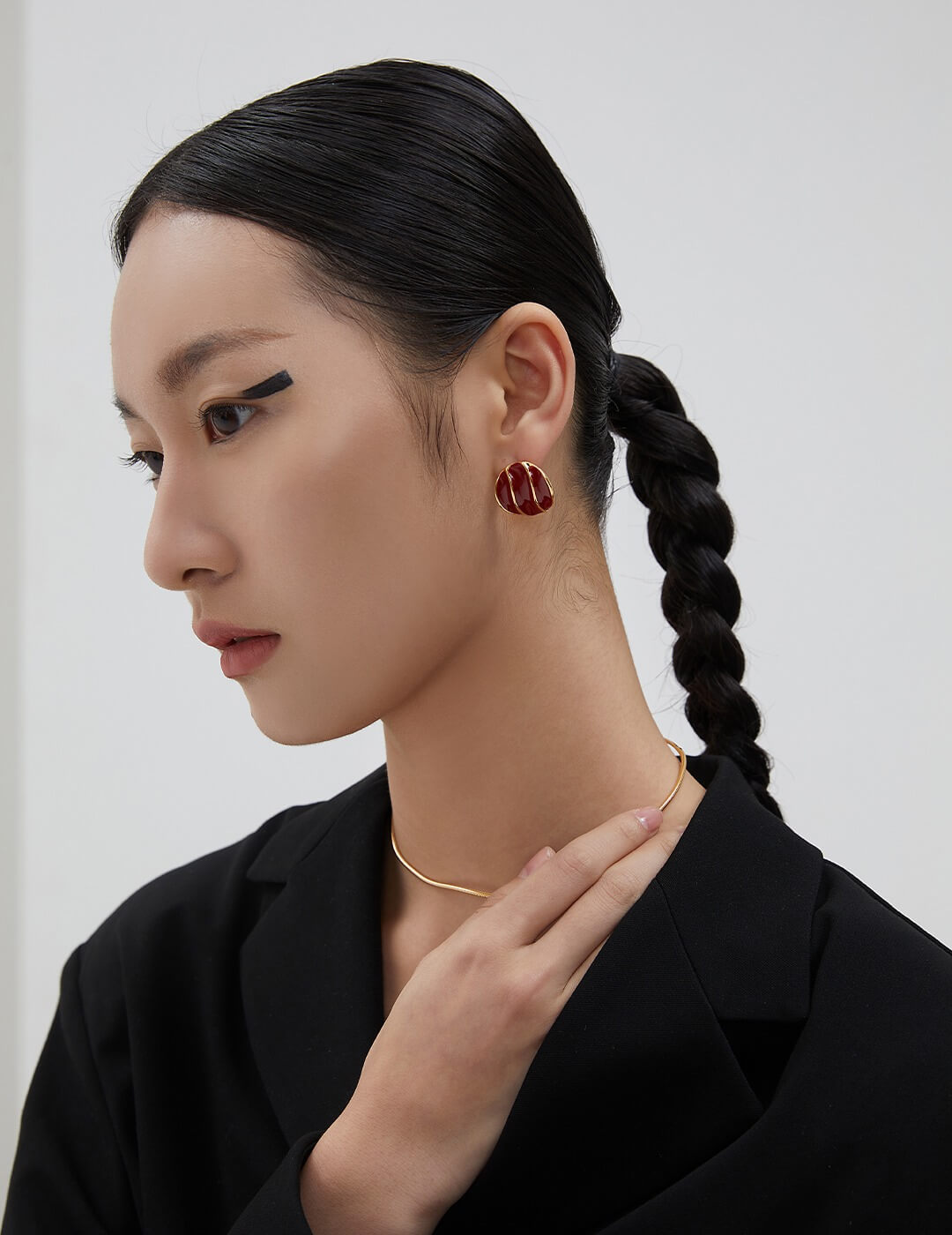 Red Oil-drop Glaze Earrings E0804