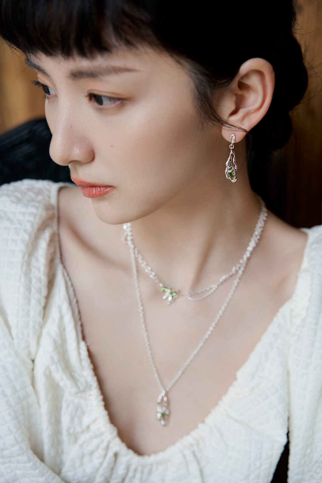 Natural Peridot Silver Earrings E0785