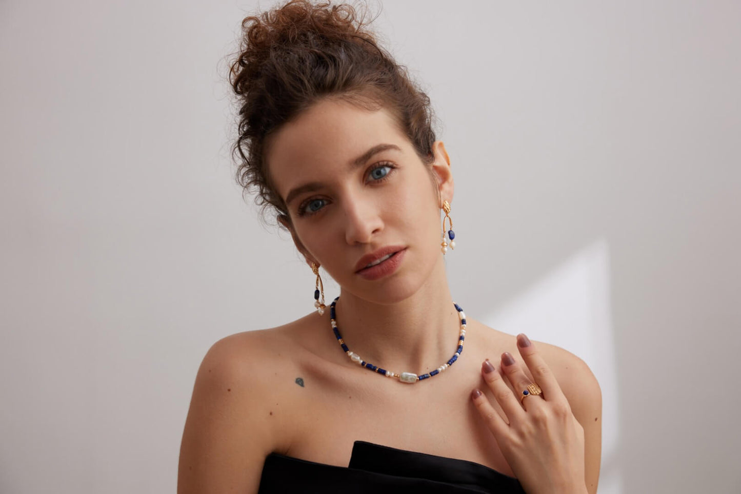 Sterling Silver Lapis Lazuli Pearl Necklace D0425
