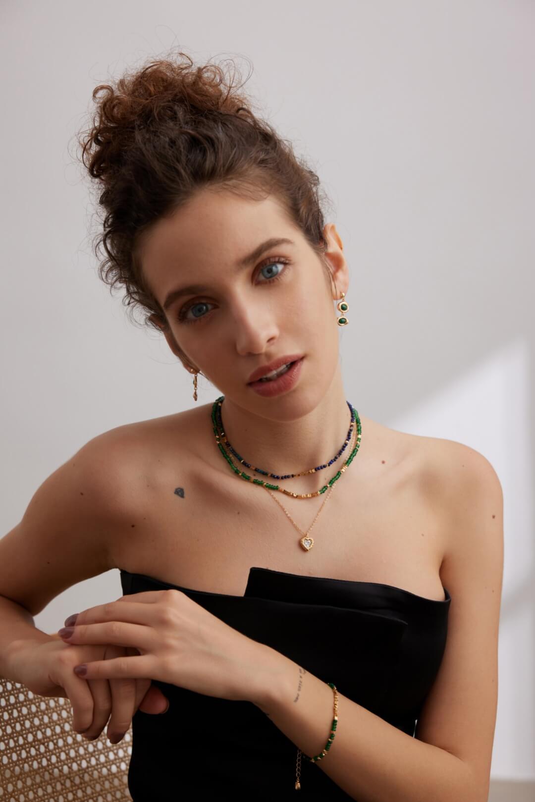 Sterling Silver Emerald Necklace D0427