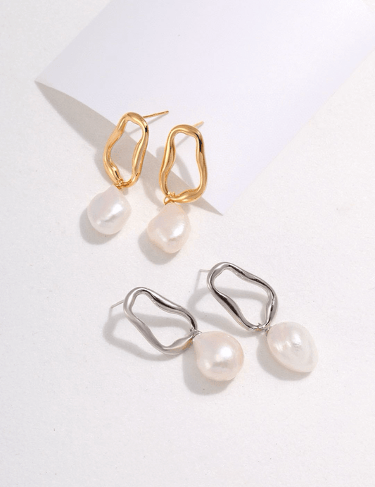 Baroque Shaped Pearl Earrings E0687