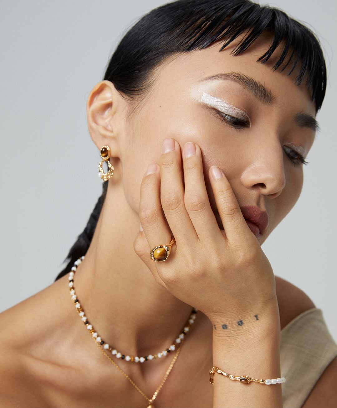 Tiger's Eye Natural Stone Ring J0205