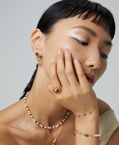 Tiger's Eye Natural Stone Ring J0205