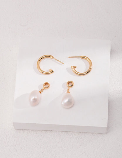 Baroque Pearl Earrings with 2 Wearing Ways E0696