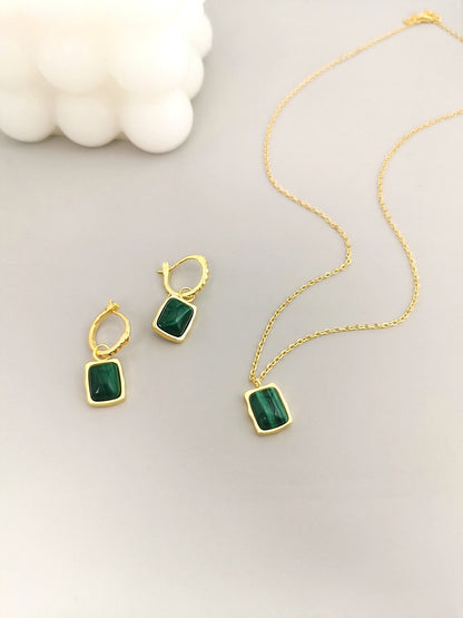 Malachite Classic Earrings Necklace Set E0522 D0175