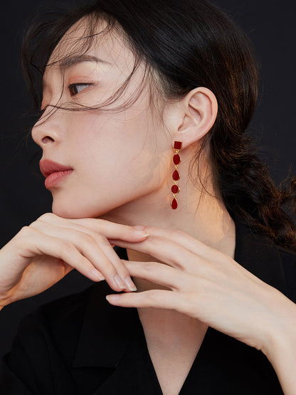 Red Oil-drop Glaze Earrings E0580