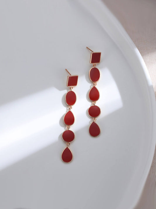 Red Oil-drop Glaze Earrings E0580