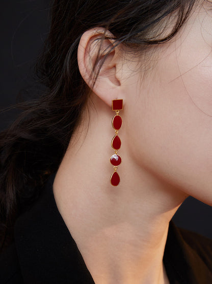 Red Oil-drop Glaze Earrings E0580