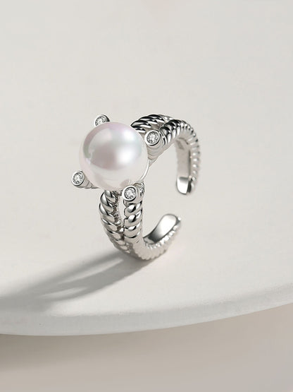Shell Pearl Adjustable Open Ring J0056