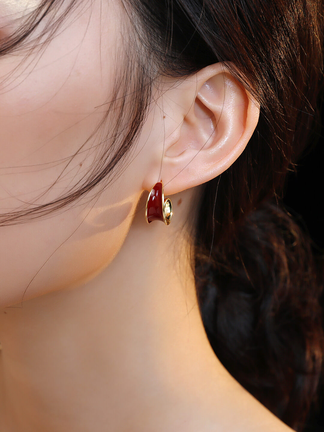 Red Oil-drop Glaze Earrings E0369