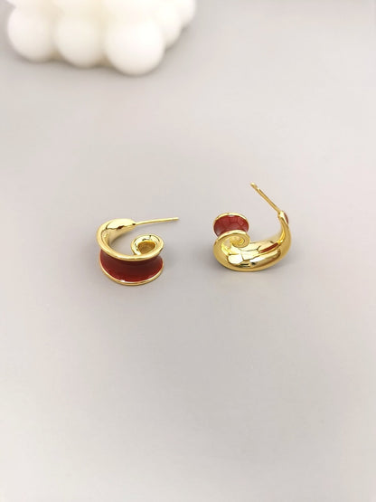 Red Oil-drop Glaze Earrings E0369
