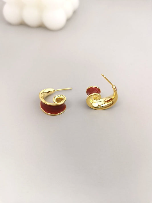 Red Oil-drop Glaze Earrings E0369
