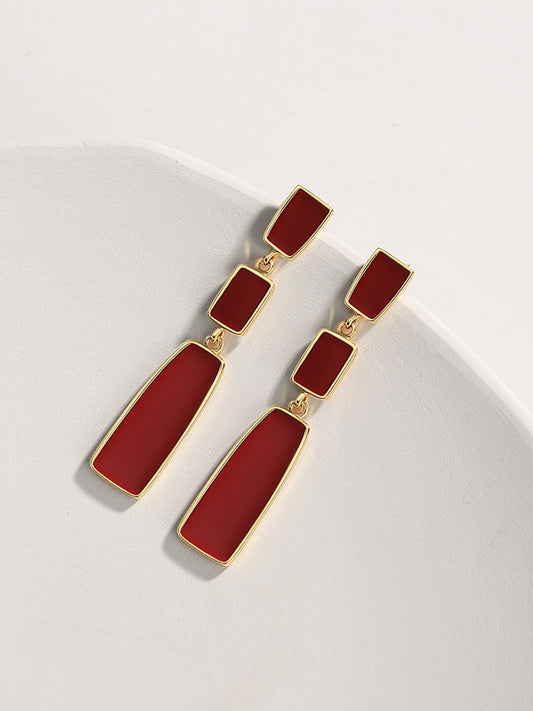 Red Oil-drop Glaze Earrings E0695