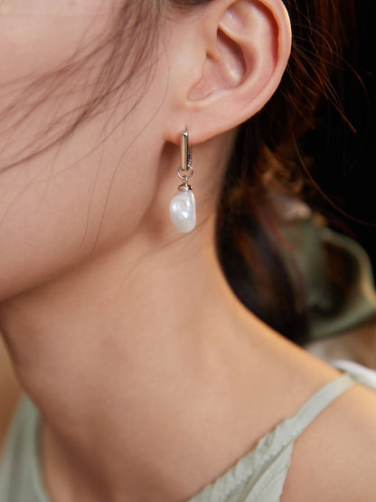 Baroque Pearl Geometric Earrings E0729