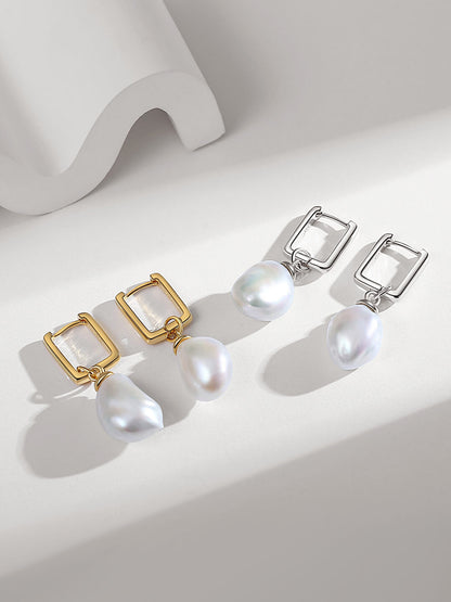 Baroque Pearl Geometric Earrings E0729