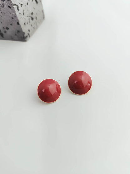 Red Oil-drop Glaze Earrings E0799