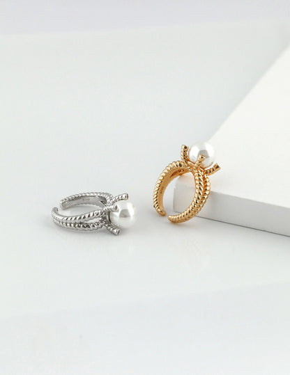 Shell Pearl Adjustable Open Ring J0056
