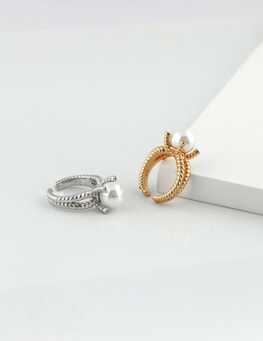 Shell Pearl Adjustable Open Ring J0056