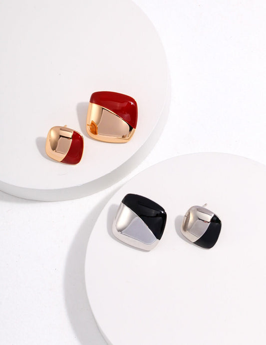 Red Oil-drop Glaze Earrings E0794
