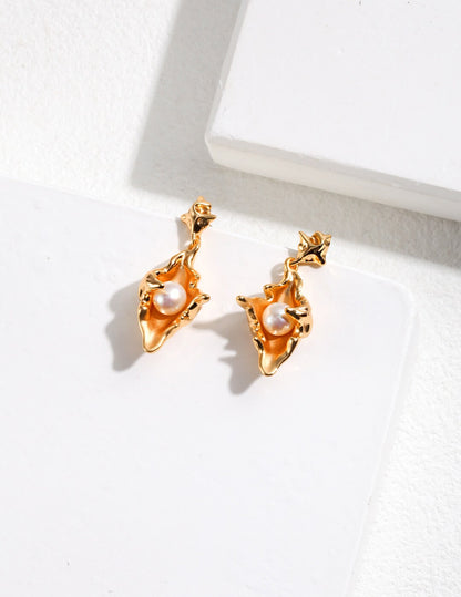 Conch Shell Sterling Silver Pearl Earrings E0900