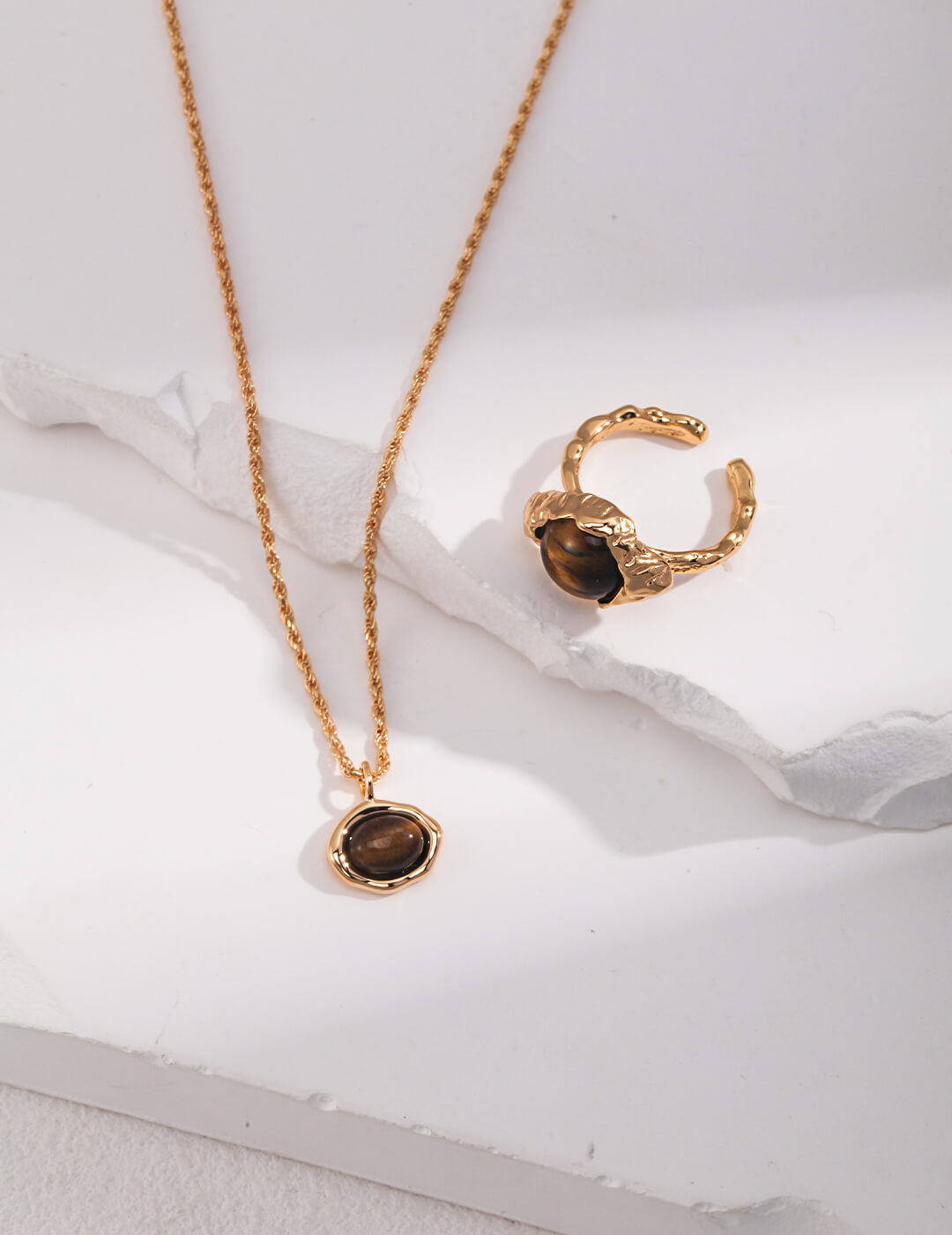 Tiger's Eye Natural Stone Ring J0205