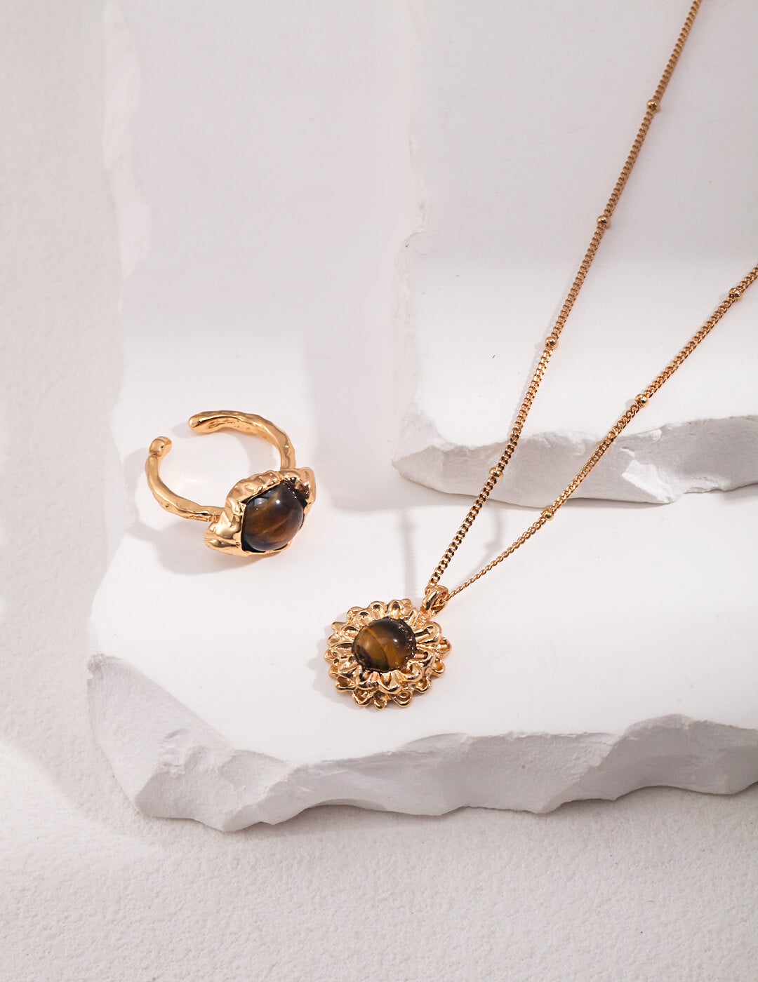 Tiger's Eye Natural Stone Ring J0205