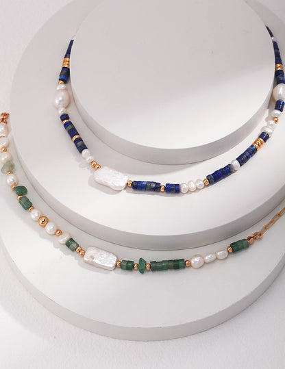 Sterling Silver Lapis Lazuli Pearl Necklace D0425