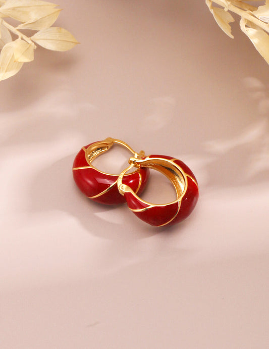 Red Oil-drop Glaze Earrings E0693