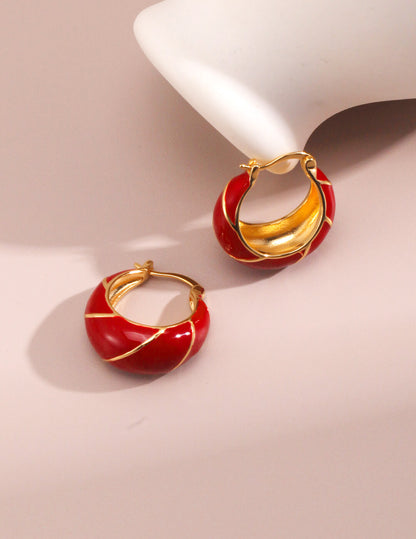 Red Oil-drop Glaze Earrings E0693