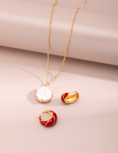 Red Oil-drop Glaze Earrings E0693