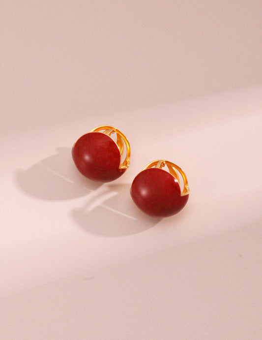 Red Oil-drop Glaze Earrings E0594