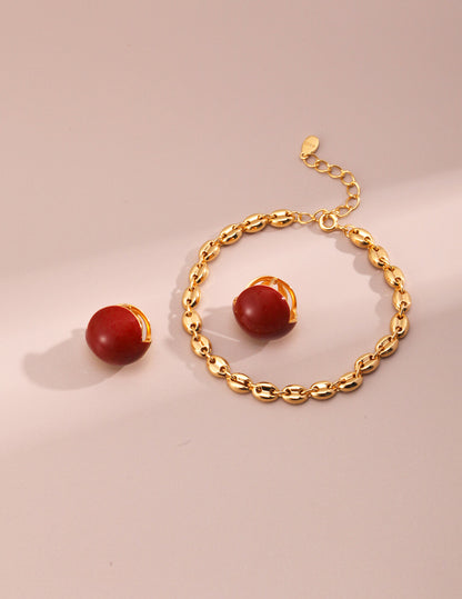 Red Oil-drop Glaze Earrings E0594