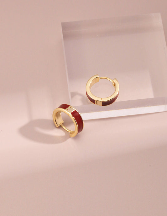 Red Oil-drop Glaze Earrings E0677