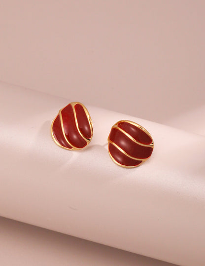 Red Oil-drop Glaze Earrings E0804