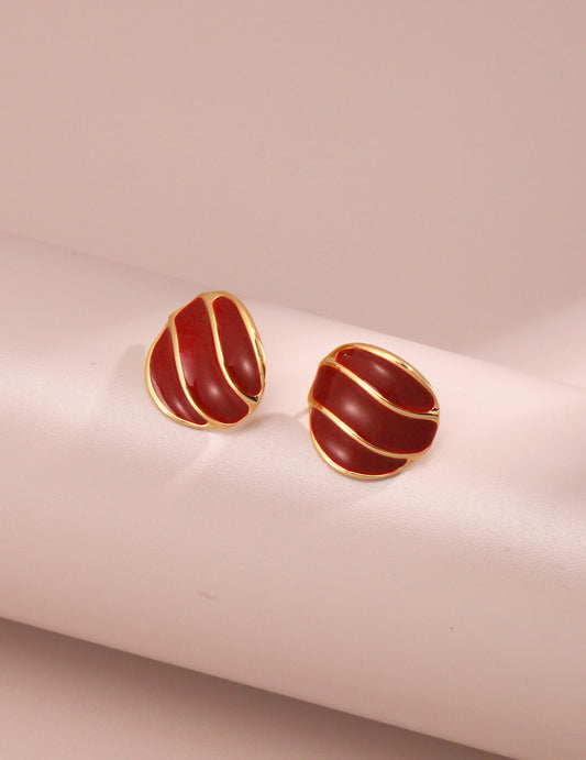 Red Oil-drop Glaze Earrings E0804