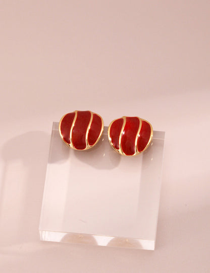 Red Oil-drop Glaze Earrings E0804