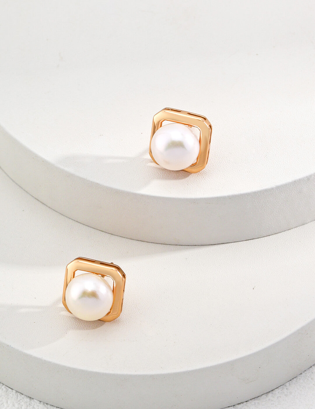 Geometric Natural Pearl Earrings E0680