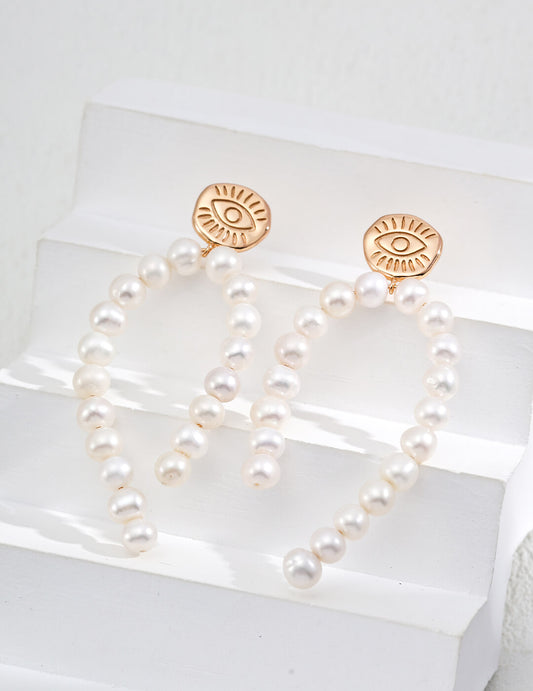 Long Natural Pearl Earrings E0701